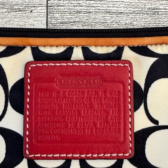 Coach Black and Cream Wristlet with Red Leather Accents - Picture 2 of 9